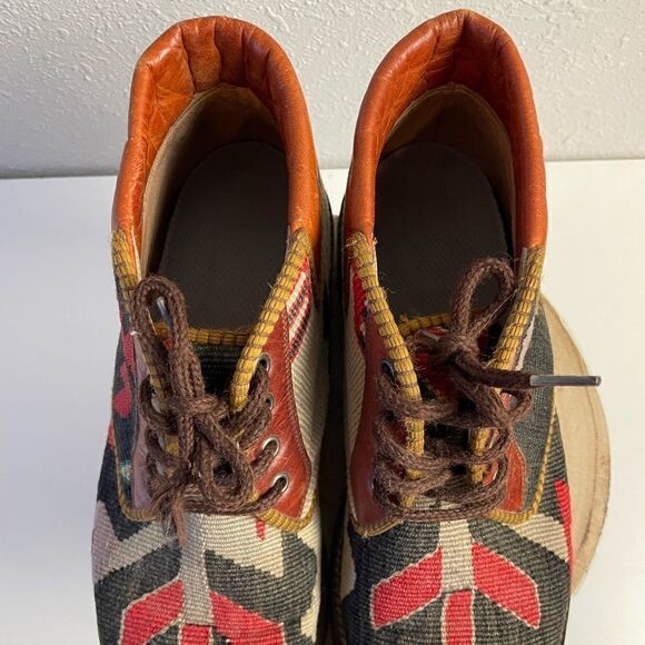 Vintage Cosmos Kilim Turkish Leather Ankle Combat Boots Size 9 EUC - Picture 3 of 7